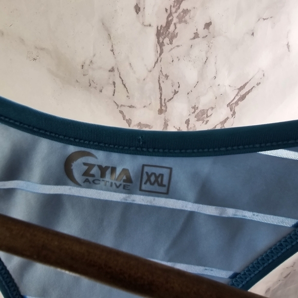 Zyia Active Tank Top Women XXL Blue Pink Striped Havana Splatter Ombre - Picture 3 of 10